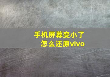 手机屏幕变小了怎么还原vivo