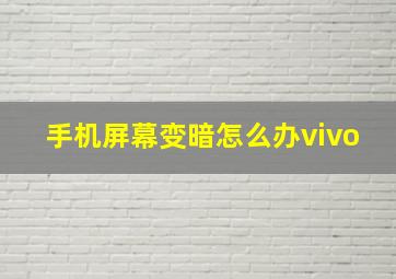 手机屏幕变暗怎么办vivo