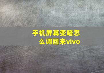 手机屏幕变暗怎么调回来vivo