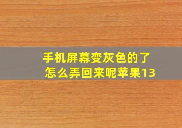 手机屏幕变灰色的了怎么弄回来呢苹果13