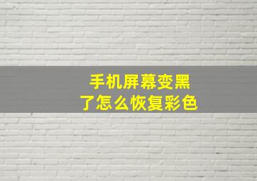 手机屏幕变黑了怎么恢复彩色