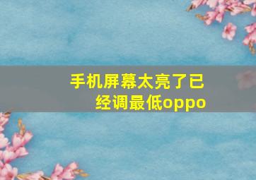 手机屏幕太亮了已经调最低oppo