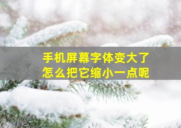 手机屏幕字体变大了怎么把它缩小一点呢