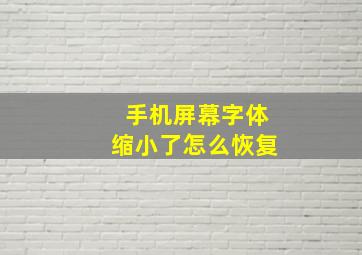 手机屏幕字体缩小了怎么恢复