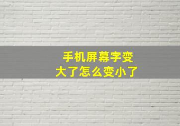 手机屏幕字变大了怎么变小了