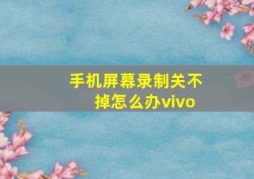 手机屏幕录制关不掉怎么办vivo