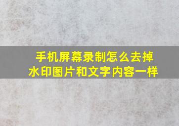 手机屏幕录制怎么去掉水印图片和文字内容一样