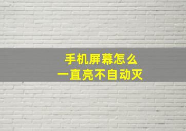 手机屏幕怎么一直亮不自动灭