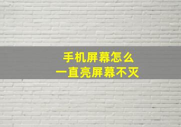 手机屏幕怎么一直亮屏幕不灭