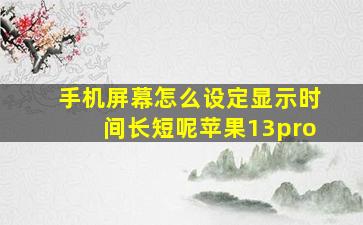 手机屏幕怎么设定显示时间长短呢苹果13pro