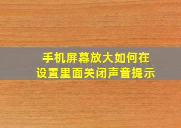 手机屏幕放大如何在设置里面关闭声音提示