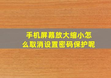 手机屏幕放大缩小怎么取消设置密码保护呢