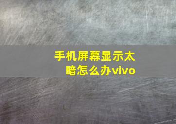 手机屏幕显示太暗怎么办vivo