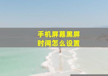 手机屏幕黑屏时间怎么设置