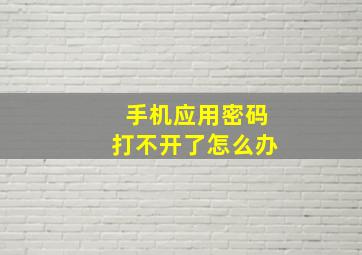 手机应用密码打不开了怎么办