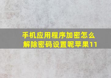 手机应用程序加密怎么解除密码设置呢苹果11