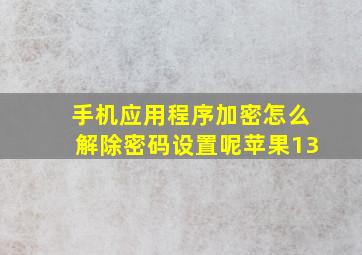 手机应用程序加密怎么解除密码设置呢苹果13