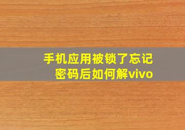 手机应用被锁了忘记密码后如何解vivo