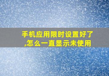 手机应用限时设置好了,怎么一直显示未使用