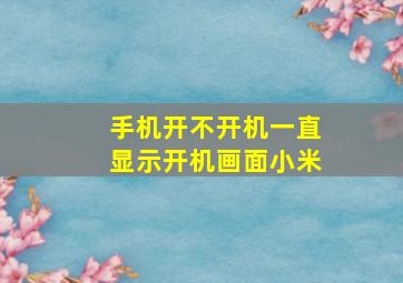 手机开不开机一直显示开机画面小米