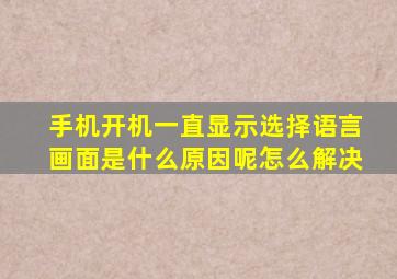 手机开机一直显示选择语言画面是什么原因呢怎么解决