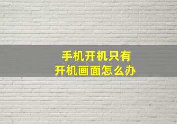 手机开机只有开机画面怎么办