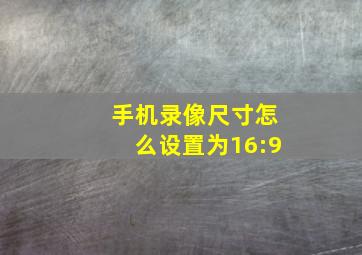 手机录像尺寸怎么设置为16:9