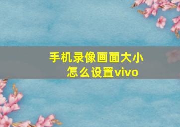 手机录像画面大小怎么设置vivo