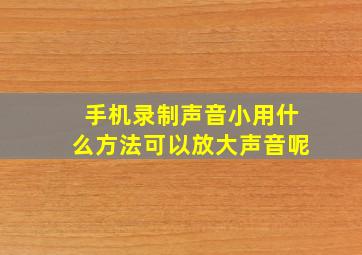 手机录制声音小用什么方法可以放大声音呢