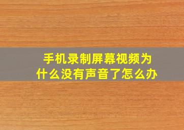 手机录制屏幕视频为什么没有声音了怎么办