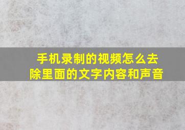 手机录制的视频怎么去除里面的文字内容和声音