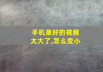 手机录好的视频太大了,怎么变小