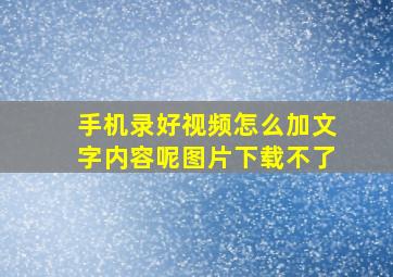 手机录好视频怎么加文字内容呢图片下载不了