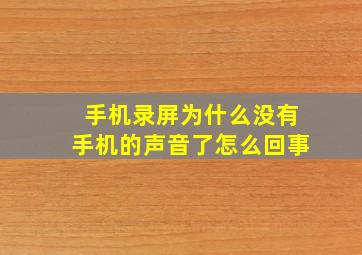 手机录屏为什么没有手机的声音了怎么回事