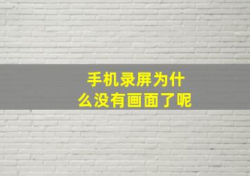 手机录屏为什么没有画面了呢