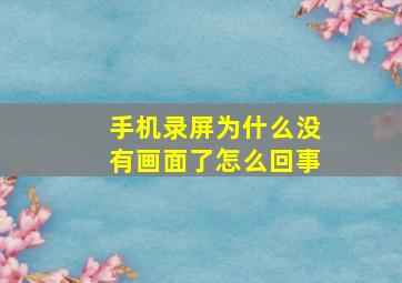 手机录屏为什么没有画面了怎么回事