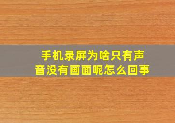 手机录屏为啥只有声音没有画面呢怎么回事