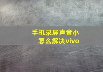 手机录屏声音小怎么解决vivo