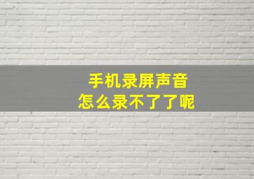 手机录屏声音怎么录不了了呢