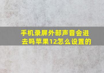 手机录屏外部声音会进去吗苹果12怎么设置的