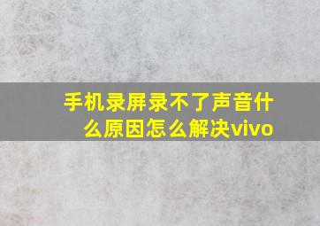 手机录屏录不了声音什么原因怎么解决vivo