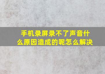 手机录屏录不了声音什么原因造成的呢怎么解决