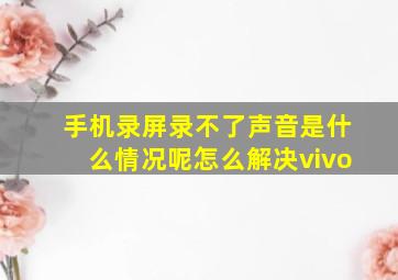 手机录屏录不了声音是什么情况呢怎么解决vivo