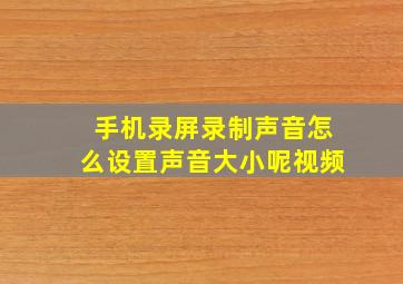 手机录屏录制声音怎么设置声音大小呢视频