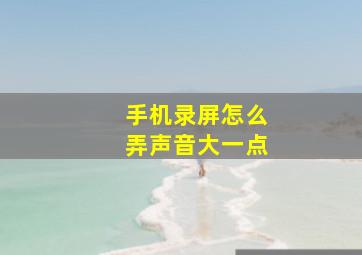 手机录屏怎么弄声音大一点