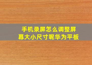 手机录屏怎么调整屏幕大小尺寸呢华为平板