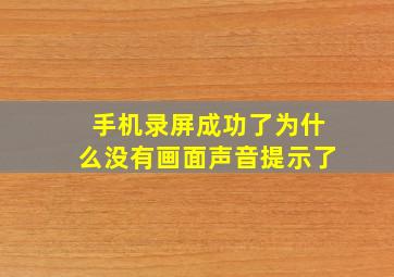 手机录屏成功了为什么没有画面声音提示了