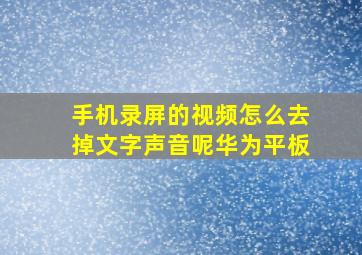 手机录屏的视频怎么去掉文字声音呢华为平板