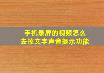 手机录屏的视频怎么去掉文字声音提示功能