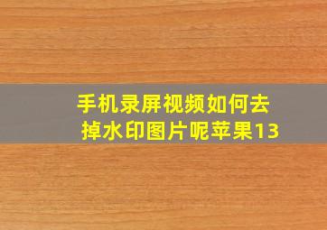 手机录屏视频如何去掉水印图片呢苹果13